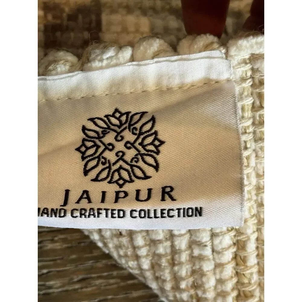 Jaipur Rugs Set 2 Woven Cotton Jute Floral Rug Neutral Knotted Fringe Two Sizes